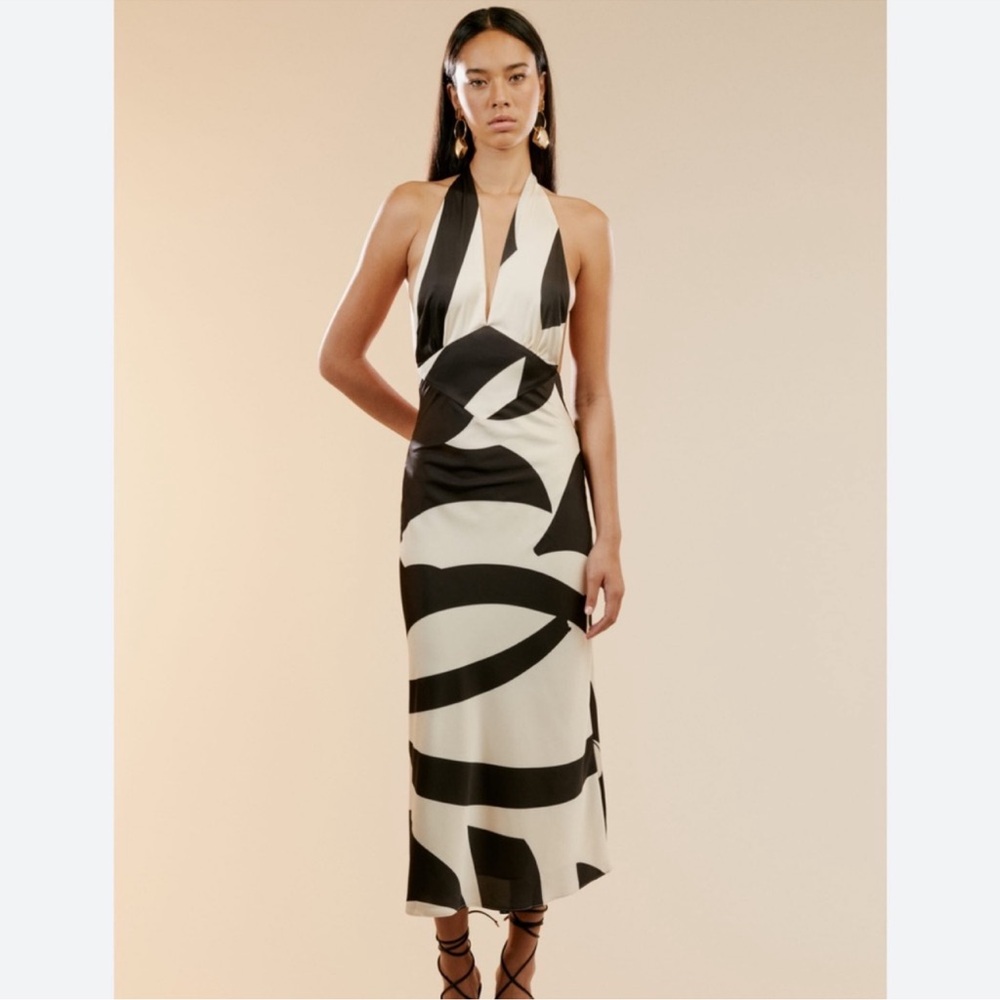Anthropologie BARDOT CITRON HALTER MIDI DRESS size 6
